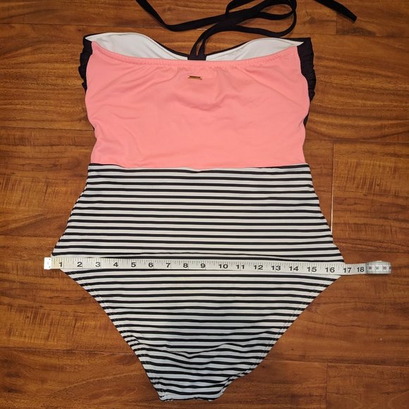 Victoria's Secret Neon Coral Halter Colorblock  One Piece Swimsuit - Picture 5 of 6